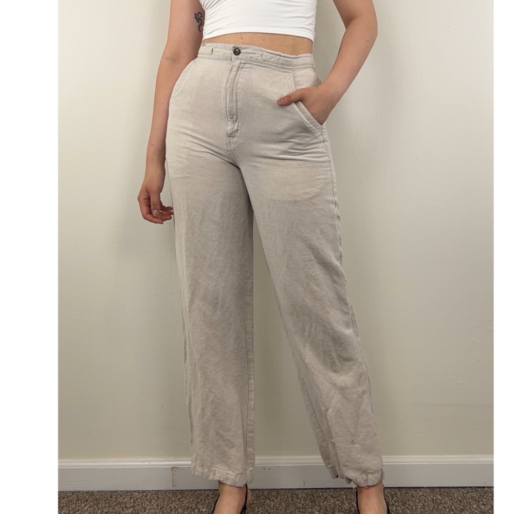Vintage Cubavera Cream Oatmeal Linen Rayon Blend Pants Trousers